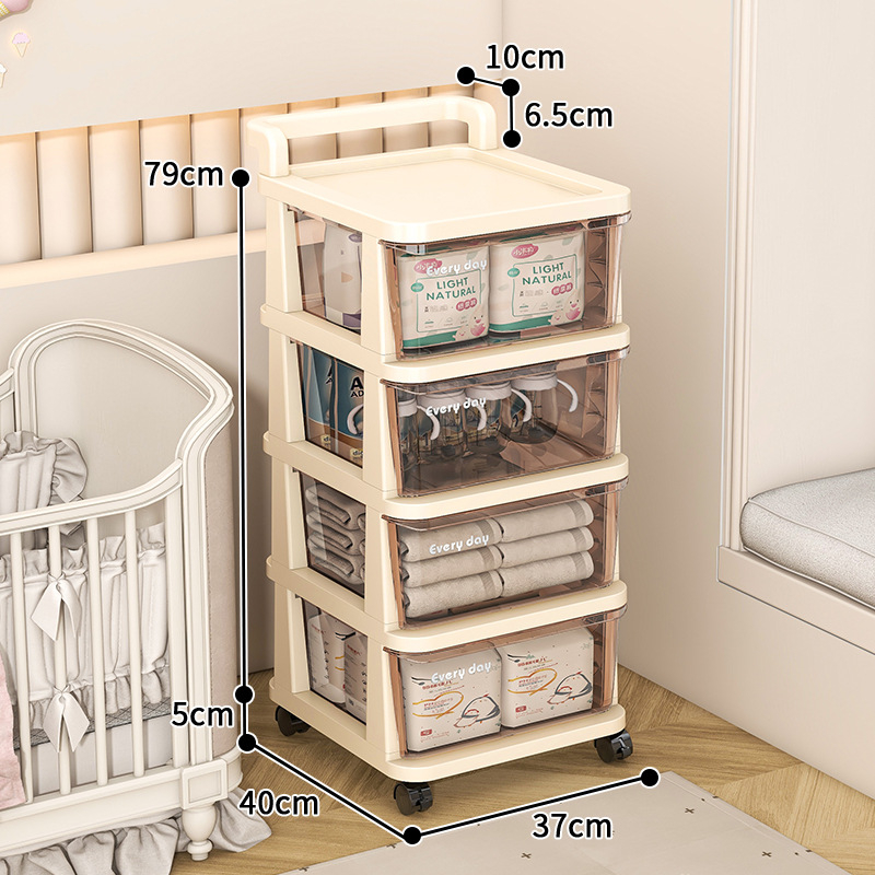 Gyerekszobai kocsi tárolóállvány fiókos pelenka nyál törölköző mobil tárolószekrény uzsonna polc hordozható szekrény