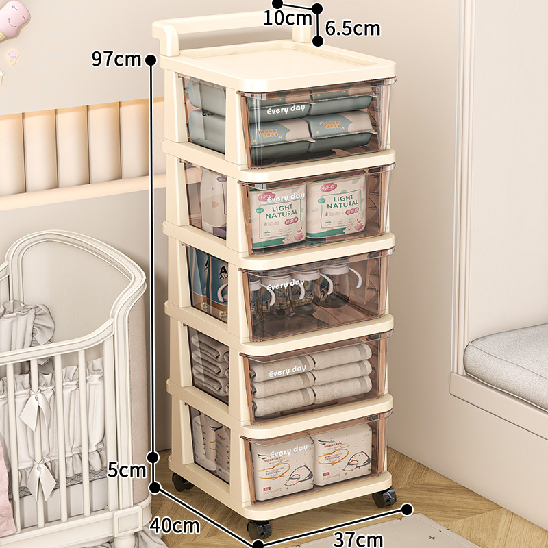 Gyerekszobai kocsi tárolóállvány fiókos pelenka nyál törölköző mobil tárolószekrény uzsonna polc hordozható szekrény