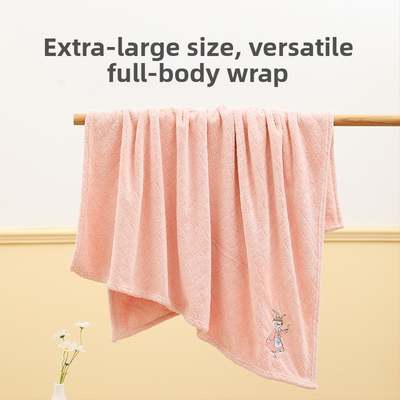 Бебешка кърпа за баня, абсорбираща коралова кадифена кърпа, удебелена детска кърпа за баня, бродирана с анимационен герой, памучна, мека за новородено