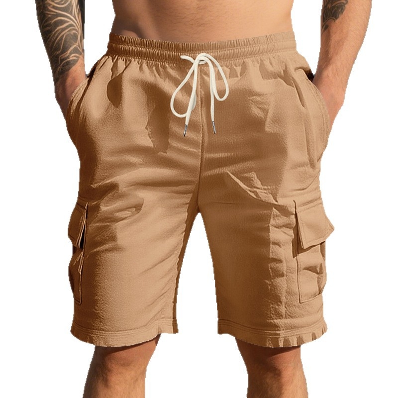 Διασυνοριακά, ευρωπαϊκά και αμερικανικά ανδρικά ρούχα παραλίας, φιλικά προς το δέρμα, αναπνεύσιμα, λινά, χαλαρά ρούχα εργασίας με πολλές τσέπες, καθίσματα, τζόκινγκ, casual σορτς για άνδρες