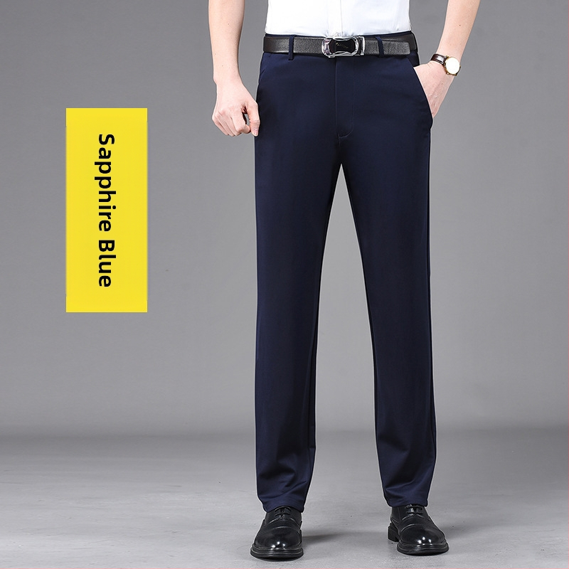 Határokon átnyúló, lezser nadrágok generációja, férfi egyenes szabású, négy évszakos, laza, vasalhatatlan hosszú nadrág, rugalmas öltönynadrág