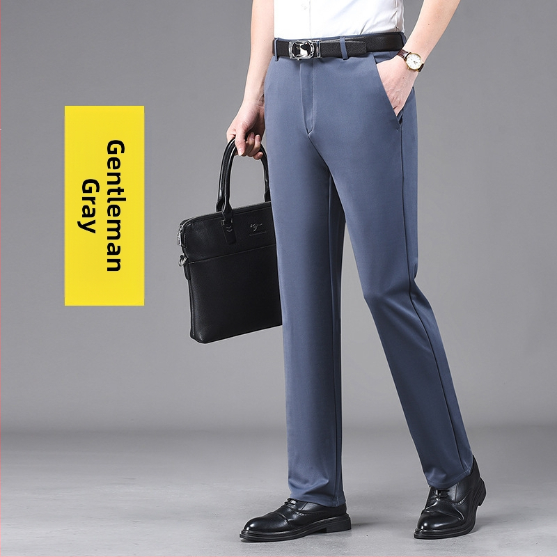 Határokon átnyúló, lezser nadrágok generációja, férfi egyenes szabású, négy évszakos, laza, vasalhatatlan hosszú nadrág, rugalmas öltönynadrág