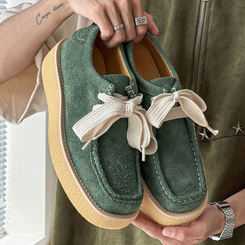 Νέα καλοκαιρινά ανδρικά ρετρό ρούχα εργασίας 2025, παπούτσια για αυξανόμενο ύψος με χοντρή σόλα και χοντρό πάτο 8706, μωβ, μαύρο, πράσινο, γκρι-J