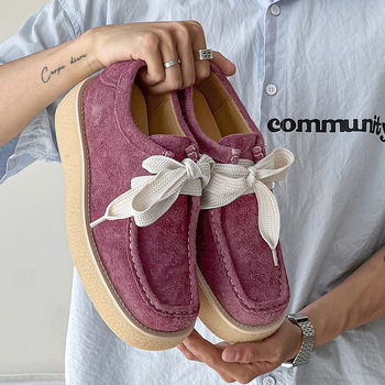 Νέα καλοκαιρινά ανδρικά ρετρό ρούχα εργασίας 2025, παπούτσια για αυξανόμενο ύψος με χοντρή σόλα και χοντρό πάτο 8706, μωβ, μαύρο, πράσινο, γκρι-J