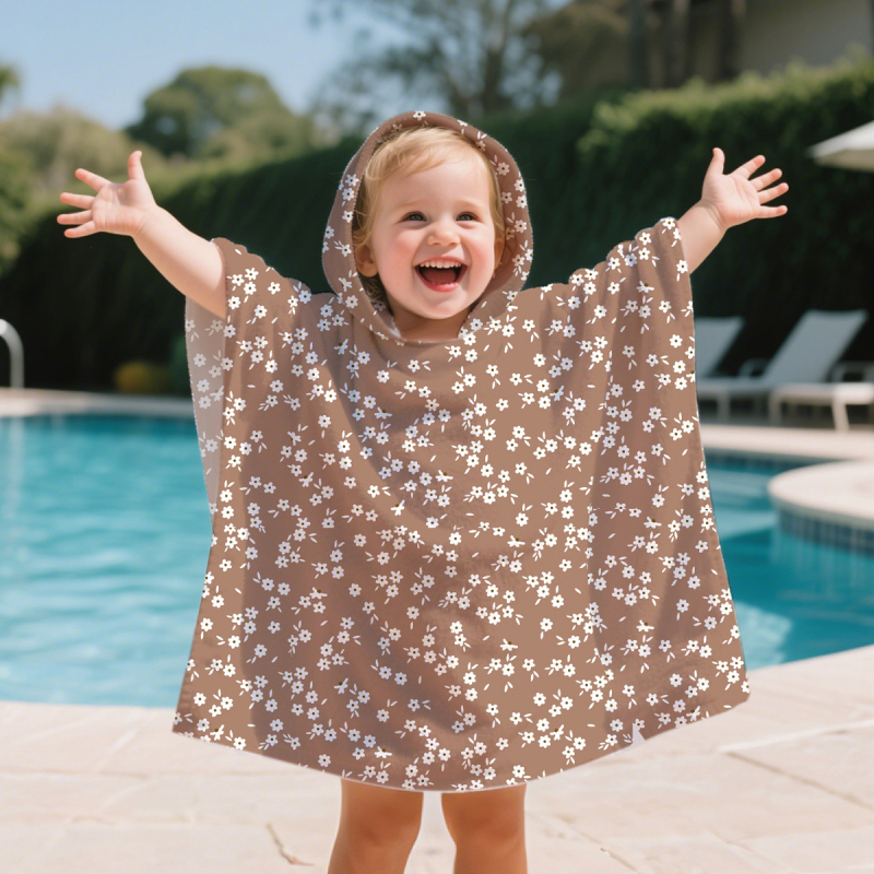 Vaikiškas mikropluošto rankšluostis su gobtuvu, chalatas su animacinių filmukų atspaudu, nešiojamas rankšluostis, skirtas įvairioms reikmėms