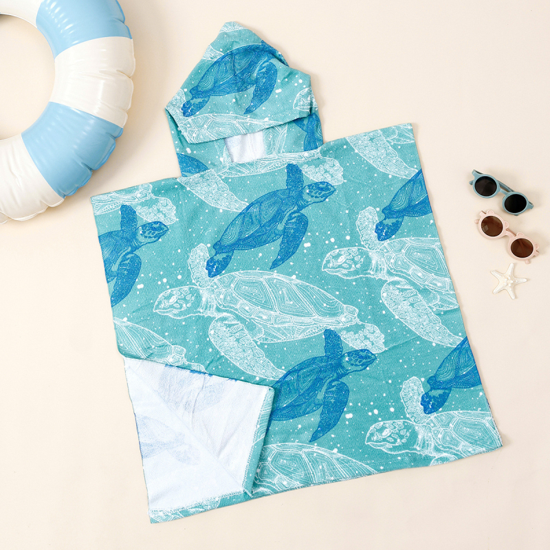 Vaikiškas mikropluošto rankšluostis su gobtuvu, chalatas su animacinių filmukų atspaudu, nešiojamas rankšluostis, skirtas įvairioms reikmėms