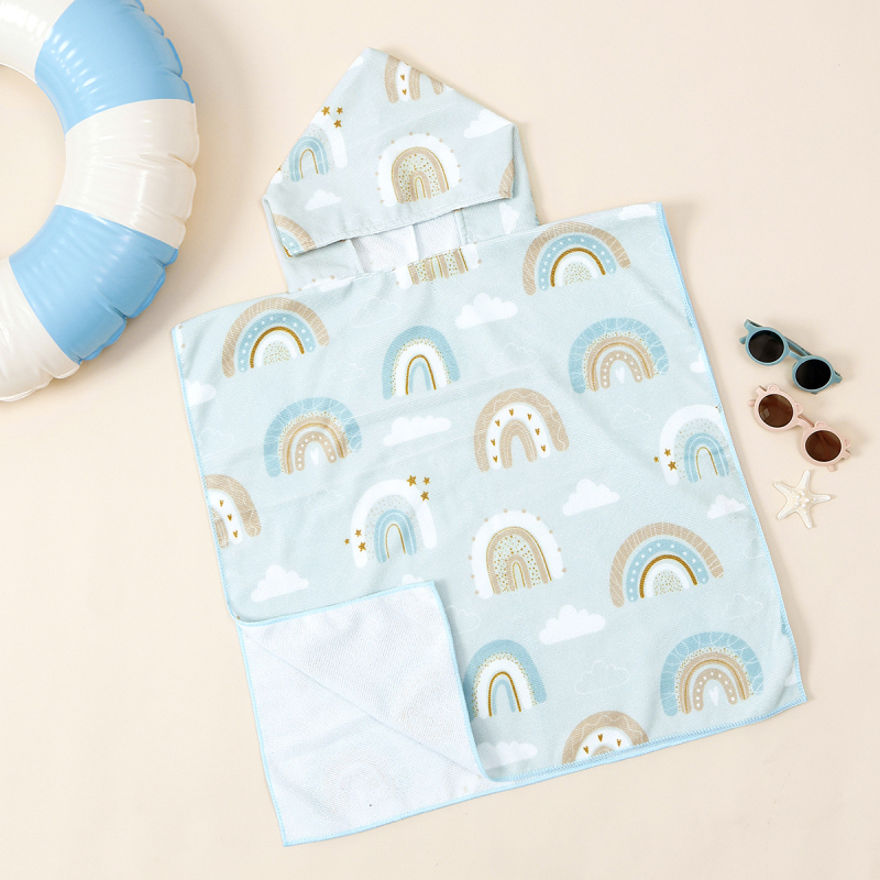 Vaikiškas mikropluošto rankšluostis su gobtuvu, chalatas su animacinių filmukų atspaudu, nešiojamas rankšluostis, skirtas įvairioms reikmėms