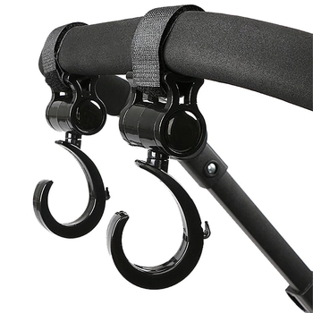 Jalutuskäru konks, laste jalutuskäru konksu lisatarvik, 360-kraadine pöörlev suur konks, vihmavarju jalutuskäru takjakinnitusega konks, 2 tk