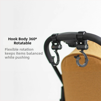 Jalutuskäru konks, laste jalutuskäru konksu lisatarvik, 360-kraadine pöörlev suur konks, vihmavarju jalutuskäru takjakinnitusega konks, 2 tk