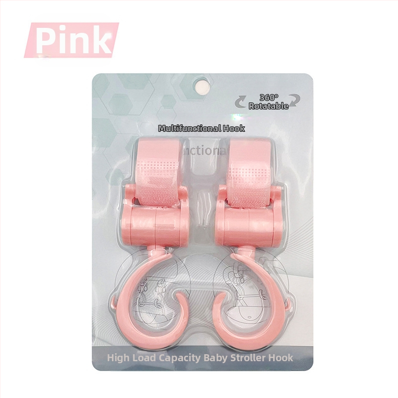 Jalutuskäru konks, laste jalutuskäru konksu lisatarvik, 360-kraadine pöörlev suur konks, vihmavarju jalutuskäru takjakinnitusega konks, 2 tk