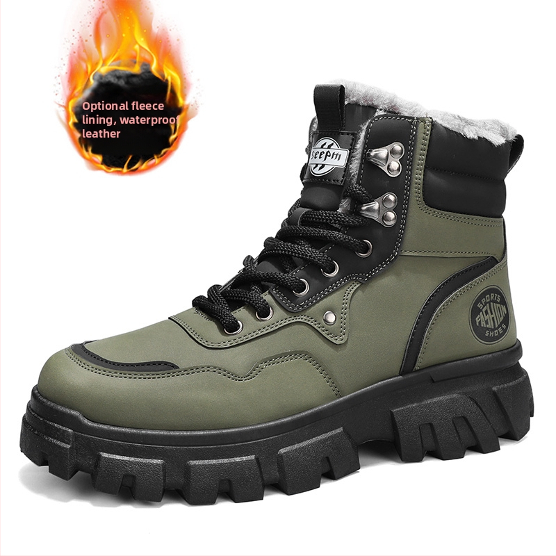 Kirde suured puuvillased kingad meeste talvised fliisvoodriga paksendatud soojad talvekingad Martin saapad meeste lumesaapad