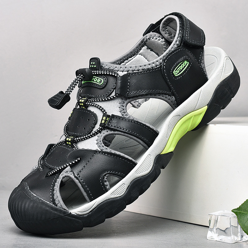 2025 m. nauji vyriški sandalai, vasariniai, vyriški, natūralios odos, vairavimo viršutiniai drabužiai, vyriški lauko sporto ir laisvalaikio batai, „Baotou“ paplūdimio batai