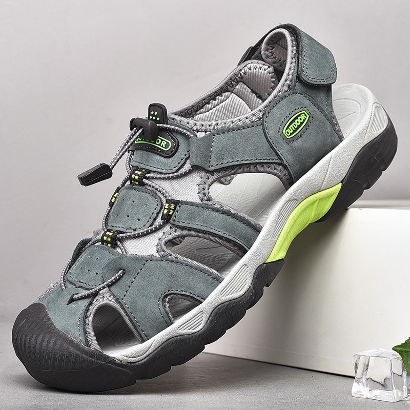 2025 m. nauji vyriški sandalai, vasariniai, vyriški, natūralios odos, vairavimo viršutiniai drabužiai, vyriški lauko sporto ir laisvalaikio batai, „Baotou“ paplūdimio batai