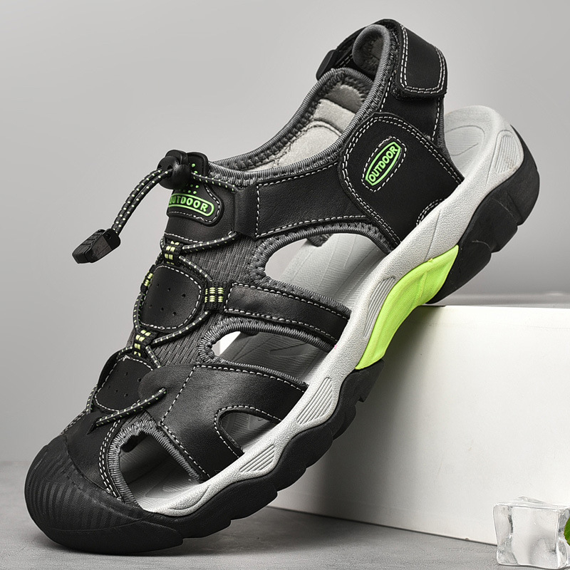 2025 m. nauji vyriški sandalai, vasariniai, vyriški, natūralios odos, vairavimo viršutiniai drabužiai, vyriški lauko sporto ir laisvalaikio batai, „Baotou“ paplūdimio batai