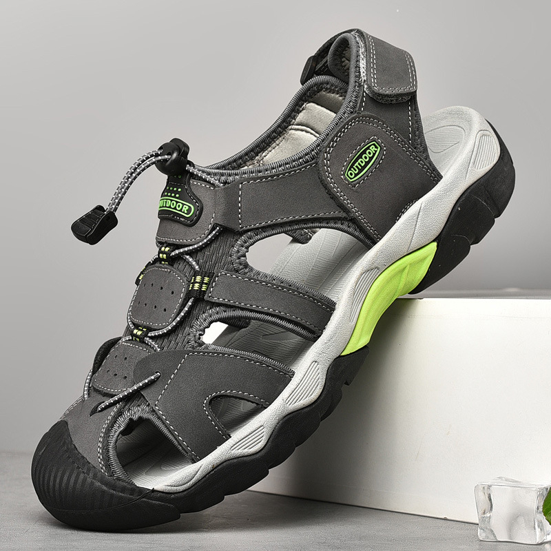 2025 m. nauji vyriški sandalai, vasariniai, vyriški, natūralios odos, vairavimo viršutiniai drabužiai, vyriški lauko sporto ir laisvalaikio batai, „Baotou“ paplūdimio batai