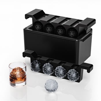 Mucegai transparent mare de hochei pe gheață din silicon pentru gheață, cutie de cuburi de gheață congelate pentru whisky, aparat de gheață cu craniu, formă rotundă de cristal cu diamant