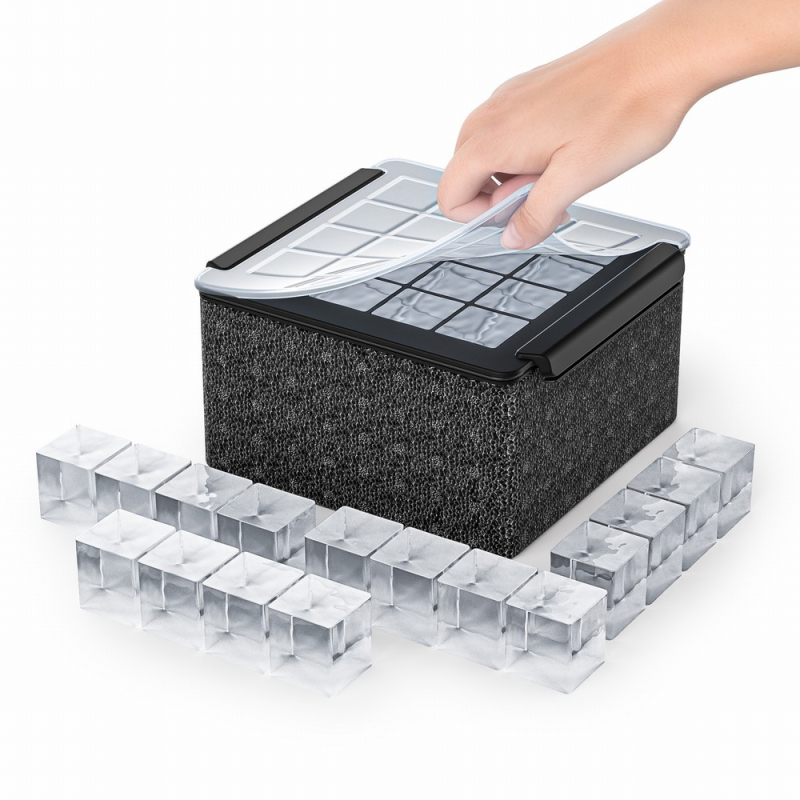 Mucegai transparent mare de hochei pe gheață din silicon pentru gheață, cutie de cuburi de gheață congelate pentru whisky, aparat de gheață cu craniu, formă rotundă de cristal cu diamant