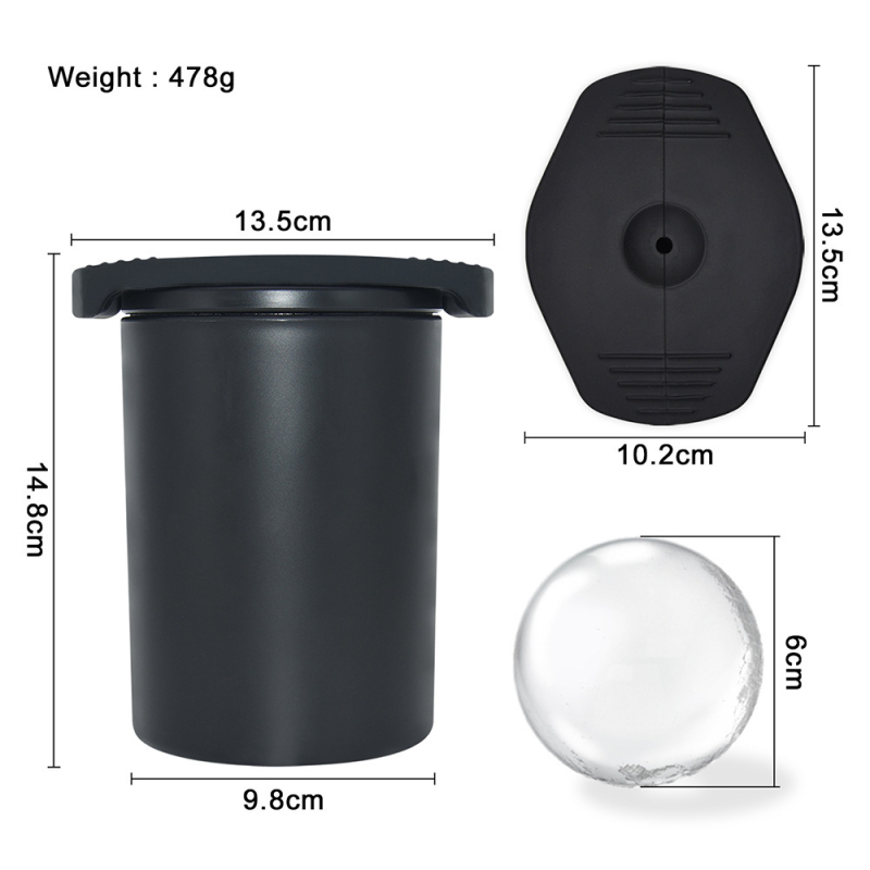 Mucegai transparent mare de hochei pe gheață din silicon pentru gheață, cutie de cuburi de gheață congelate pentru whisky, aparat de gheață cu craniu, formă rotundă de cristal cu diamant