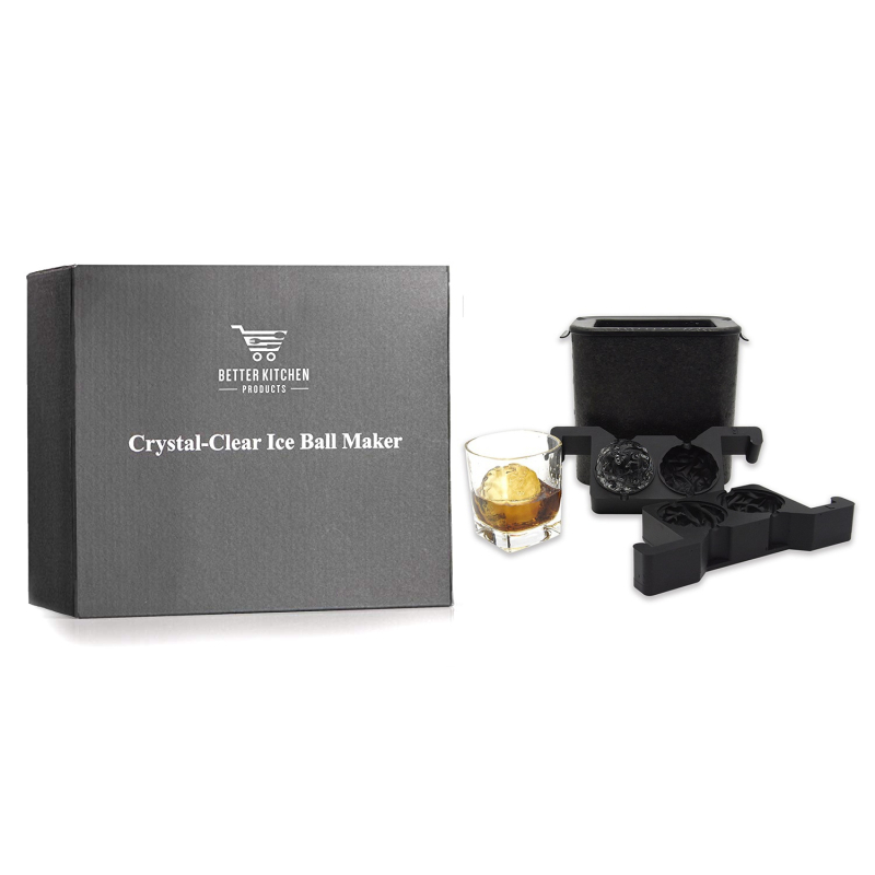 Mucegai transparent mare de hochei pe gheață din silicon pentru gheață, cutie de cuburi de gheață congelate pentru whisky, aparat de gheață cu craniu, formă rotundă de cristal cu diamant