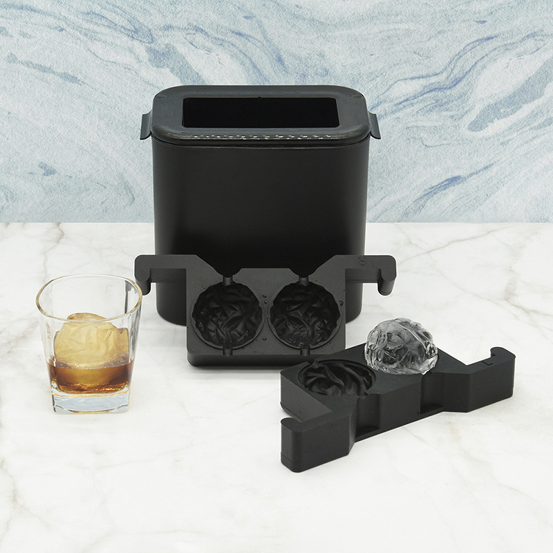 Mucegai transparent mare de hochei pe gheață din silicon pentru gheață, cutie de cuburi de gheață congelate pentru whisky, aparat de gheață cu craniu, formă rotundă de cristal cu diamant