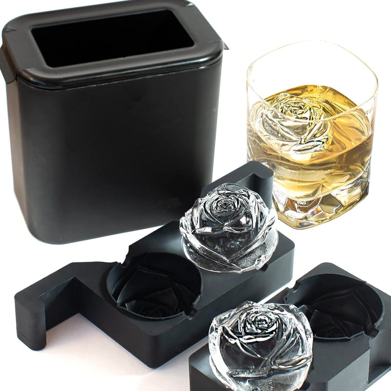 Mucegai transparent mare de hochei pe gheață din silicon pentru gheață, cutie de cuburi de gheață congelate pentru whisky, aparat de gheață cu craniu, formă rotundă de cristal cu diamant