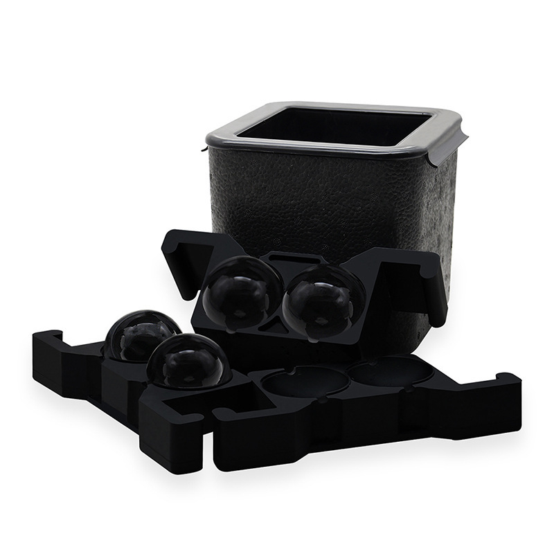 Mucegai transparent mare de hochei pe gheață din silicon pentru gheață, cutie de cuburi de gheață congelate pentru whisky, aparat de gheață cu craniu, formă rotundă de cristal cu diamant