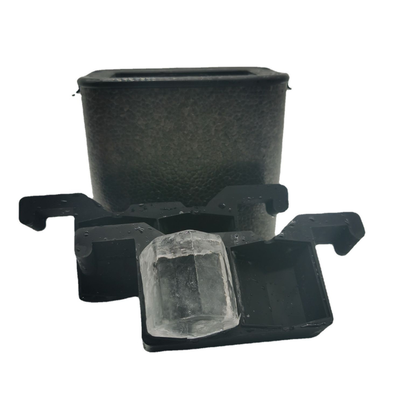 Mucegai transparent mare de hochei pe gheață din silicon pentru gheață, cutie de cuburi de gheață congelate pentru whisky, aparat de gheață cu craniu, formă rotundă de cristal cu diamant