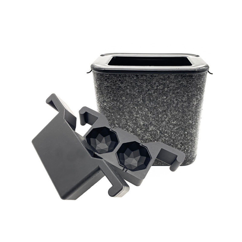 Mucegai transparent mare de hochei pe gheață din silicon pentru gheață, cutie de cuburi de gheață congelate pentru whisky, aparat de gheață cu craniu, formă rotundă de cristal cu diamant