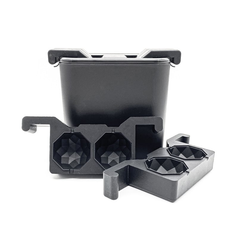 Mucegai transparent mare de hochei pe gheață din silicon pentru gheață, cutie de cuburi de gheață congelate pentru whisky, aparat de gheață cu craniu, formă rotundă de cristal cu diamant