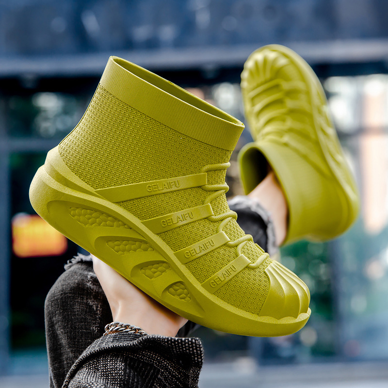 Korea stiilis veekindlad lühikesed kummist saapad, meeste moodsad libisemiskindlad kalastuskingad, autopesulasse kaasa võtmiseks mõeldud madala säärega fliisvoodriga soojad kummist saapad