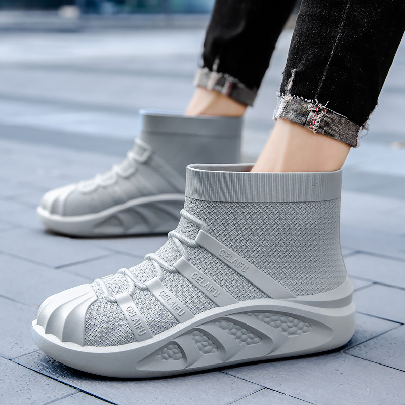 Korea stiilis veekindlad lühikesed kummist saapad, meeste moodsad libisemiskindlad kalastuskingad, autopesulasse kaasa võtmiseks mõeldud madala säärega fliisvoodriga soojad kummist saapad