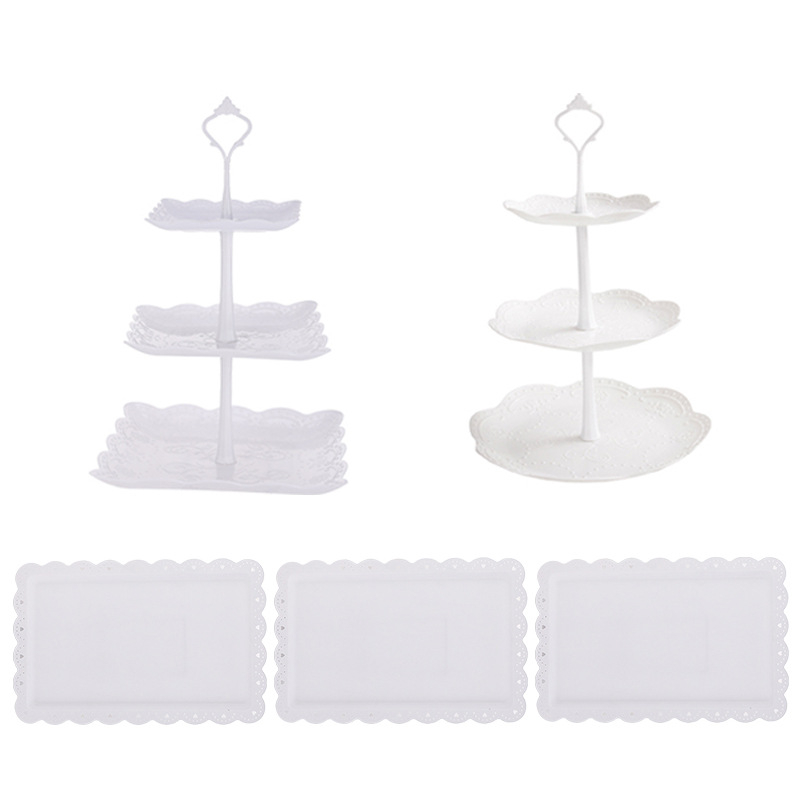 Europietiško stiliaus trijų sluoksnių vaisių lėkštė popietės arbatai užkandžių padėklas, desertų stalas, tortų stovas, tortų derinys