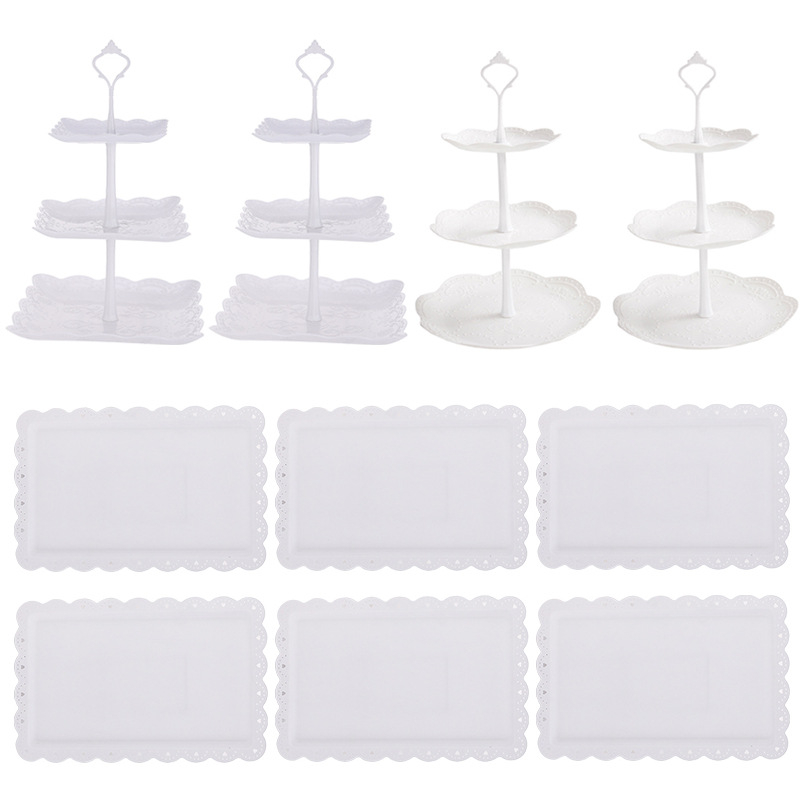 Europietiško stiliaus trijų sluoksnių vaisių lėkštė popietės arbatai užkandžių padėklas, desertų stalas, tortų stovas, tortų derinys