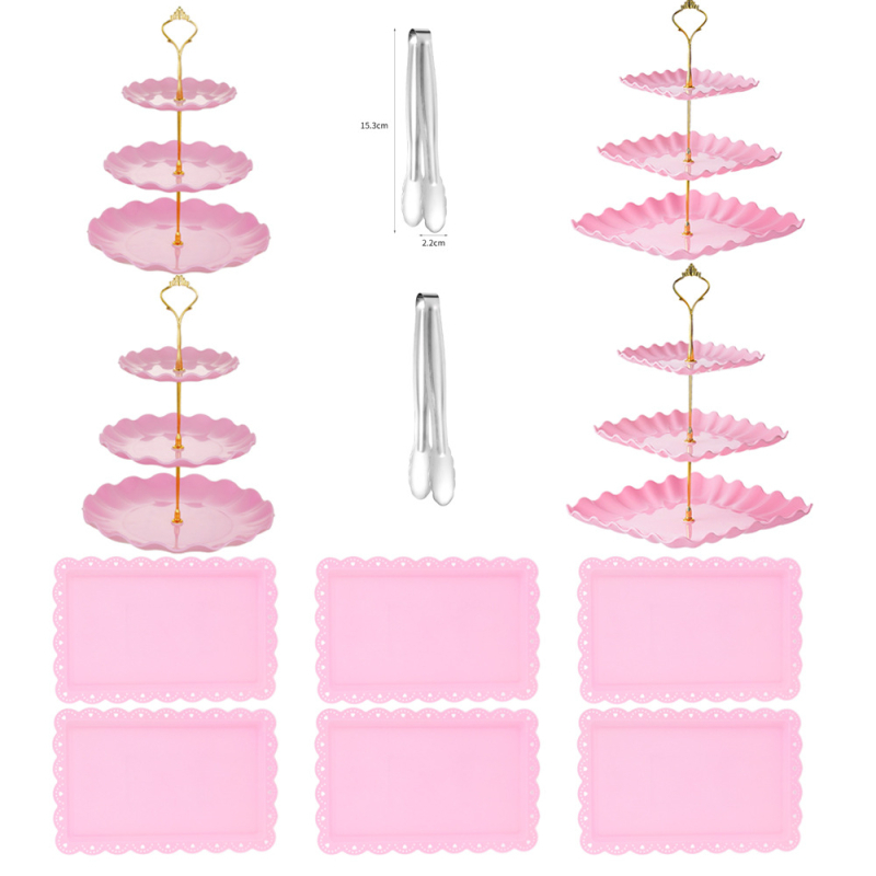 Europietiško stiliaus trijų sluoksnių vaisių lėkštė popietės arbatai užkandžių padėklas, desertų stalas, tortų stovas, tortų derinys