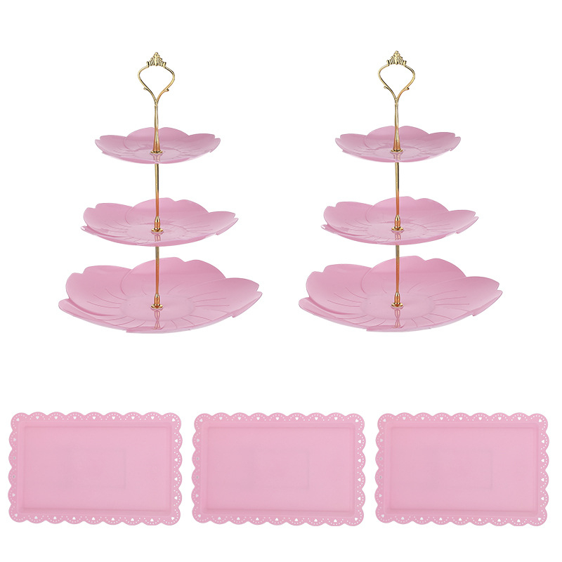 Europietiško stiliaus trijų sluoksnių vaisių lėkštė popietės arbatai užkandžių padėklas, desertų stalas, tortų stovas, tortų derinys