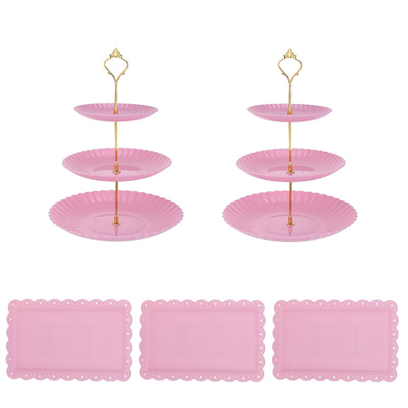 Europietiško stiliaus trijų sluoksnių vaisių lėkštė popietės arbatai užkandžių padėklas, desertų stalas, tortų stovas, tortų derinys