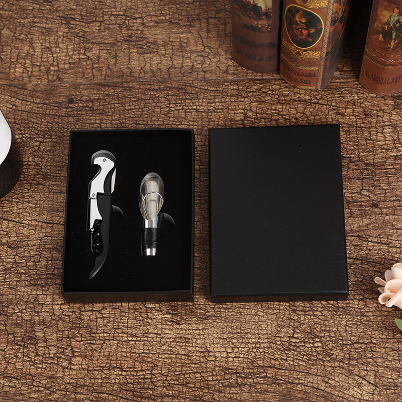 „Jiuyou“ vyno rinkinys, raudonojo vyno butelių atidarytuvas, tinkantis „Sea Horse“ peiliui, butelių atidarytuvas, nerūdijančio plieno, 4 dalių rinkinys, rankų dovanų dėžutė