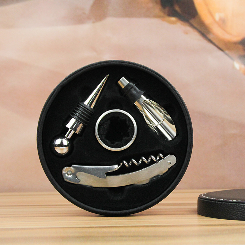 „Jiuyou“ vyno rinkinys, raudonojo vyno butelių atidarytuvas, tinkantis „Sea Horse“ peiliui, butelių atidarytuvas, nerūdijančio plieno, 4 dalių rinkinys, rankų dovanų dėžutė