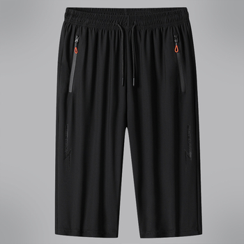 Pantaloni Capri de mătase de gheață pentru bărbați, vară subțire, respirabil, cu uscare rapidă, sport, casual, plus mărimea 7, pantaloni