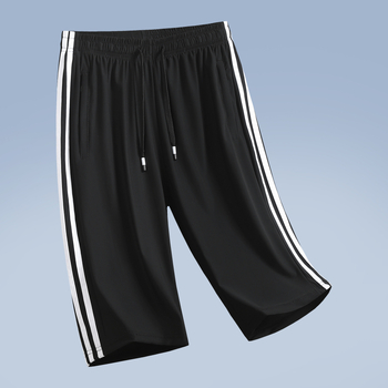 Pantaloni Capri de mătase de gheață pentru bărbați, vară subțire, respirabil, cu uscare rapidă, sport, casual, plus mărimea 7, pantaloni