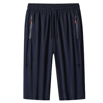 Pantaloni Capri de mătase de gheață pentru bărbați, vară subțire, respirabil, cu uscare rapidă, sport, casual, plus mărimea 7, pantaloni