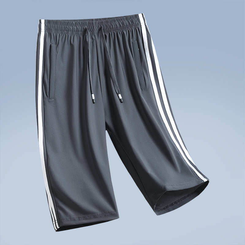 Pantaloni Capri de mătase de gheață pentru bărbați, vară subțire, respirabil, cu uscare rapidă, sport, casual, plus mărimea 7, pantaloni