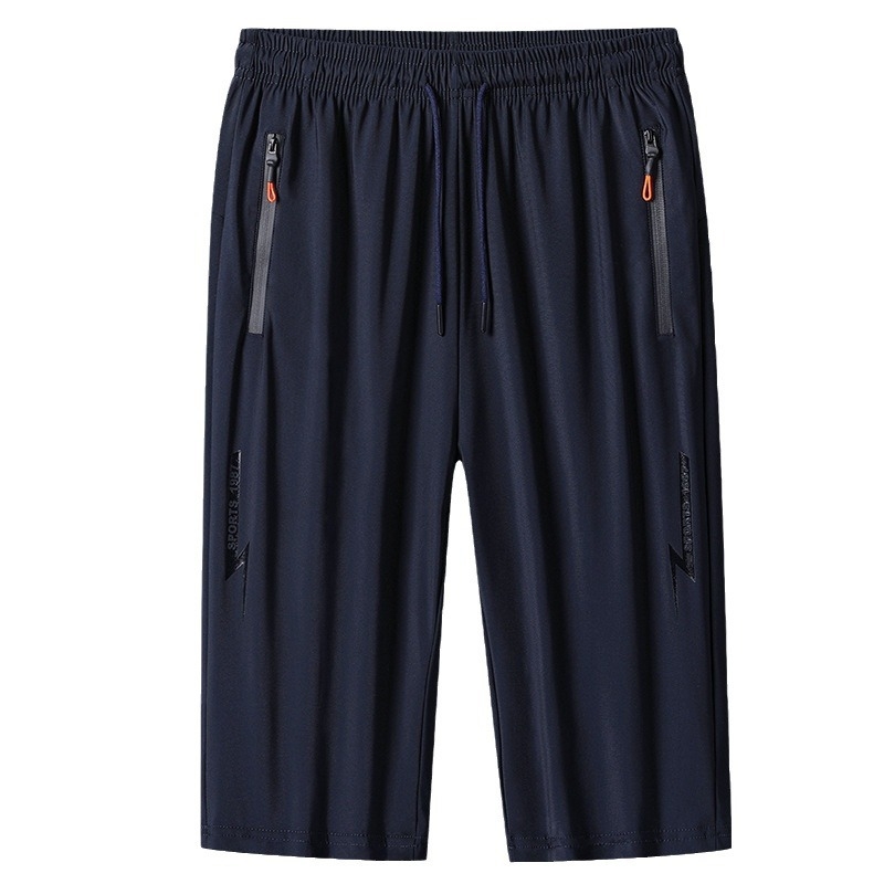 Pantaloni Capri de mătase de gheață pentru bărbați, vară subțire, respirabil, cu uscare rapidă, sport, casual, plus mărimea 7, pantaloni
