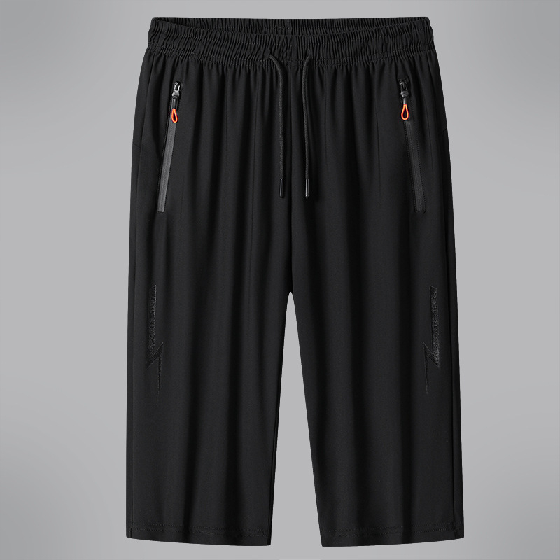 Pantaloni Capri de mătase de gheață pentru bărbați, vară subțire, respirabil, cu uscare rapidă, sport, casual, plus mărimea 7, pantaloni