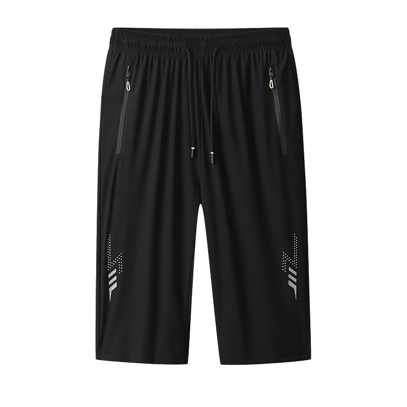 Pantaloni Capri de mătase de gheață pentru bărbați, vară subțire, respirabil, cu uscare rapidă, sport, casual, plus mărimea 7, pantaloni
