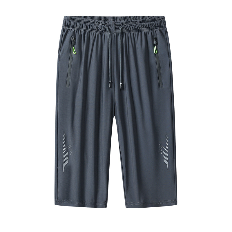 Pantaloni Capri de mătase de gheață pentru bărbați, vară subțire, respirabil, cu uscare rapidă, sport, casual, plus mărimea 7, pantaloni