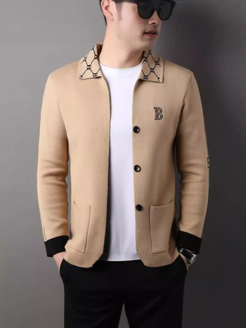 Cardigan tricotat pentru bărbați, îmbrăcăminte exterioară, la modă, simplu, brodat, versatil, pulover, jachetă, primăvară și toamnă, casual, frumos, pulover, top