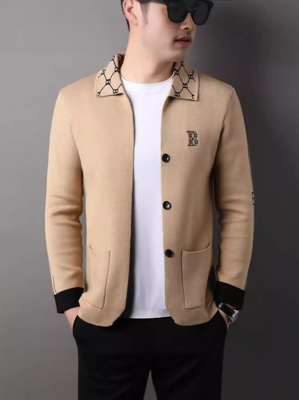 Cardigan tricotat pentru bărbați, îmbrăcăminte exterioară, la modă, simplu, brodat, versatil, pulover, jachetă, primăvară și toamnă, casual, frumos, pulover, top