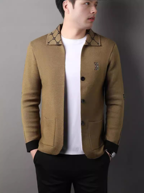 Cardigan tricotat pentru bărbați, îmbrăcăminte exterioară, la modă, simplu, brodat, versatil, pulover, jachetă, primăvară și toamnă, casual, frumos, pulover, top