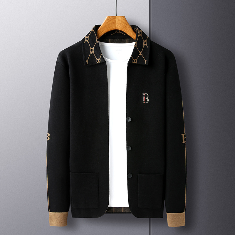 Cardigan tricotat pentru bărbați, îmbrăcăminte exterioară, la modă, simplu, brodat, versatil, pulover, jachetă, primăvară și toamnă, casual, frumos, pulover, top